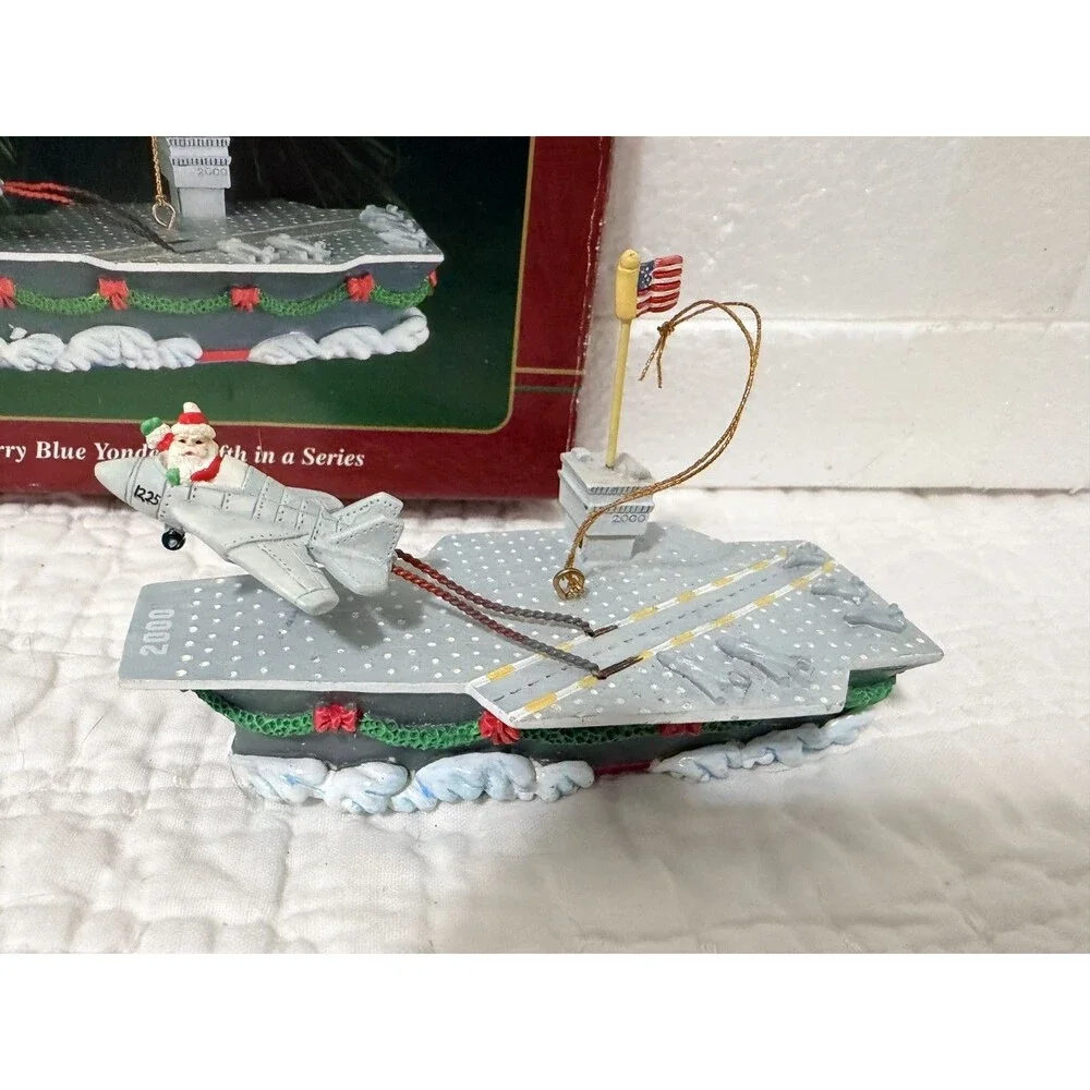 Rare 2000 American Greeting Fifth in Series Navy Ship Military Santa Ornament